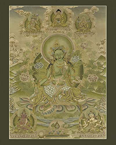 Thangka Grüne Tara Druck Kunstdruck religiöses Wandbild Reproduktion 40x50 cm von Thangka