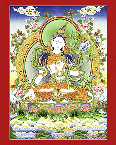 Thangka Tara weiss Druck Kunstdruck religiöses Wandbild Reproduktion 40x50 cm von Thangka