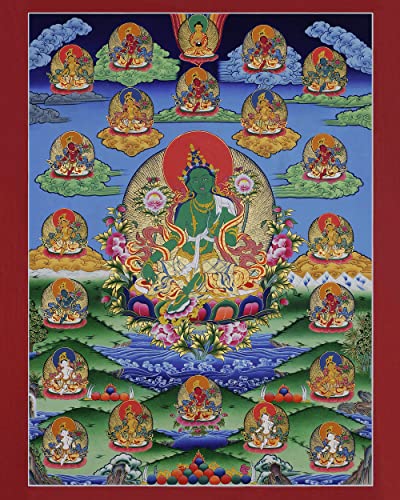 Thangka Tara grün Druck Kunstdruck religiöses Wandbild Reproduktion 40x50 cm von Thangka