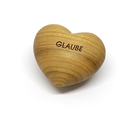 Thankgoods Holz-Herz Handschmeichler - Graviert mit Glaube - Unikat aus Obstholz von Thankgoods