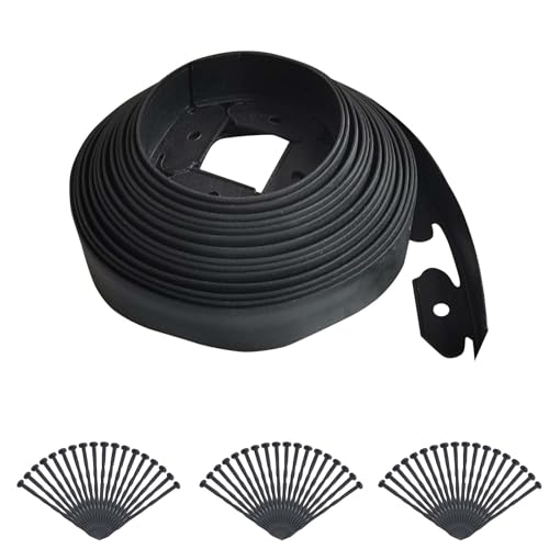 Flexible Rasenkante Kunststoff Cortenstahl Beeteinfassung 10m x 10cm (LxH), Beetumrandung mit 30 Erdanker, Beetbegrenzung Beetzaun Gartenpalisade Umzäunung Garten Dekorativ, Schwarz von Thaookte