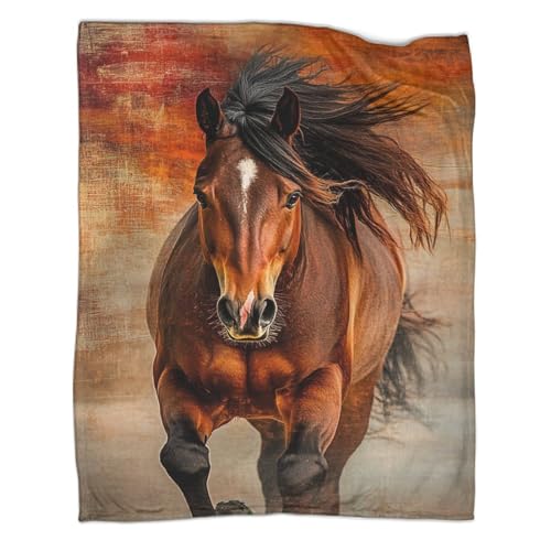Braunes Pferd Flanelldecke Flauschig Weich Und Warme Tiers Fleecedecke Für Bett Sofa Für Kinder Erwachsene 80x90inch(200x230cm) von TharEau