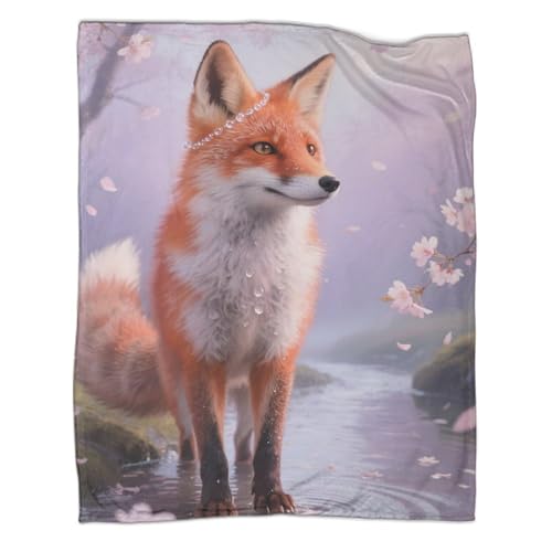Fuchs Flanelldecke Weich Warm Flauschig Tiere Kuscheldecke Als Sofadecke Couchdecke Tagesdecke Für Kinder Erwachsene 50x60inch(127x152cm) von TharEau