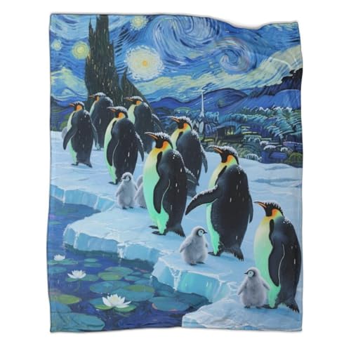Pinguin Flanelldecke Flauschig Weich Und Warme Tiere TV Decken Für Bett & Sofa Für Kinder Erwachsene 70x80inch(180x200cm) von TharEau