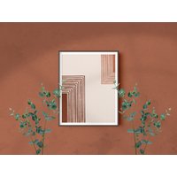 Mid Century Abstrakte Leichte Warme Rechtecke Kunstdruck | Wanddeko, Terrakotta Thema, Neutral, Wohnzimmerkunst, Geometrisch, Modern, Schlafzimmer von ThatArtistLauren