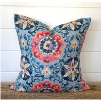 Medaillon Kissenbezug, Schlammtuch Kissen, Dekokissen, Wurfkissen, Blue Fuchsia Boho Kissen von ThatDutchGirlHome