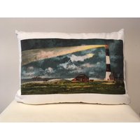 Bunte Leuchtturm Kissen Aus Feuer Insel-Leuchtturm Auf Long Island in Baumwoll-Twill Mit Tag Und Nacht Bilder Bunte Leuchtturm Kissen Aus Feuer Insel-Leuchtturm Auf Long Island in Baumwoll-Twill Mit Tag Und Nacht Bilder von ThatFabledShore