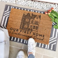 Personalisierte Erste Haus Kokos Fußmatte, Benutzerdefinierte Housewarming Geschenk, Haustür Matte, Willkommen Personalisierte Fußmatte von Thatsnicethatuk