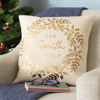 Personalisierte Metallic Gold Weihnachtskranz Kissen, Weihnachtskissenbezüge, Personalisierte Weihnachtskissen, Weihnachtskissen Dekorative von Thatsnicethatuk