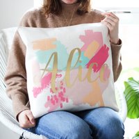 Personalisierte Metallic Paint Strokes Kissen, Personalisierte Kissen Mit Namen, Namenskissen, Muttertagsgeschenk, Mama Geschenke von Thatsnicethatuk