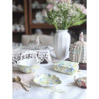 Vintage Queen's English Chintz Tee Zubehör, Trinket Schale, Box, Bonbon Korb Set, Feine Knochen China, Made in England #2108243 von Thatsthewayukshop