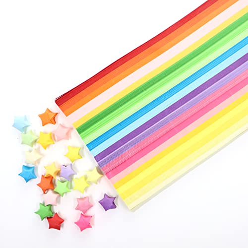 1000 Blatt Origami-Stern-Papierstreifen, doppelseitig, 20 lebendige Farben, Glücksstern-Papier, Stern-faltbare Papierstreifen, Origami-Papierstreifen für DIY-Kunsthandwerk, Dekoration (einfarbig) von Thatyro