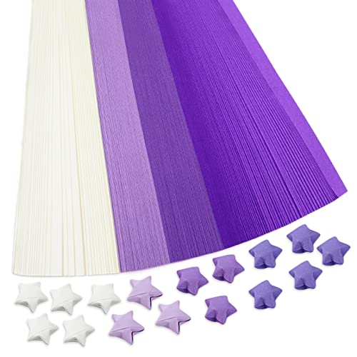 540 Blatt Stern Origami Papier, 4 Farben Glücksstern Papierstreifen, doppelseitige Origami Stern Papierstreifen, Glücksstern Dekoration Faltpapier für Kunst, Handwerk, DIY (lila) von Thatyro
