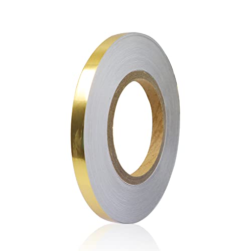 Bodenfliesen Goldfolie Linien Metallisiertes Spiegelband, Selbstklebende Fliesennaht Aufkleber, Wasserdichte Lücke Dichtungsfolie Dekor Klebeband für Wand, Schrank, Küche (1 cm x 50 Meter, Gold) von Thatyro