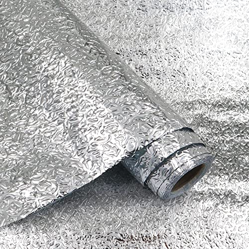 Küchenrückwand Aufkleber Selbstklebende Aluminiumfolie Tapete, öldicht, hitzebeständig, Küchenwandaufkleber für Schrank, Arbeitsplatten, Schubladenauskleidung, Regale (40cm x 3m) von Thatyro