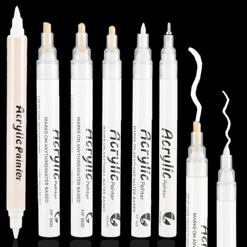 Thboxes 6 Stück Weiße Acrylic Marker, Weißer Stift Wasserfest Acrylstifte Schnelltrocknend Acrylmarker Stifte mit Fineliner Brush Pen Kalligrafie Stift für Schwarzes Papier Holz Glas Thboxes 6 Stück Weiße Acrylic Marker, Weißer Stift Wasserfest Acrylstifte Schnelltrocknend Acrylmarker Stifte mit Fineliner Brush Pen Kalligrafie Stift für Schwarzes Papier Holz Glas von Thboxes