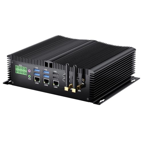 Thdeukoty Industrial Mini Pc mit 12th Gen Core i7-1255U(10C/12T), 64G DDR5 RAM 2T Pcie 4.0 SSD, WIFI6, BT5.2, 4xUSB3.0, 3x2.5G LAN, 8xCOM, SIM, GPIO, P/S2 Ports, Win 11 Pro Lüfterloser Computer von Thdeukoty
