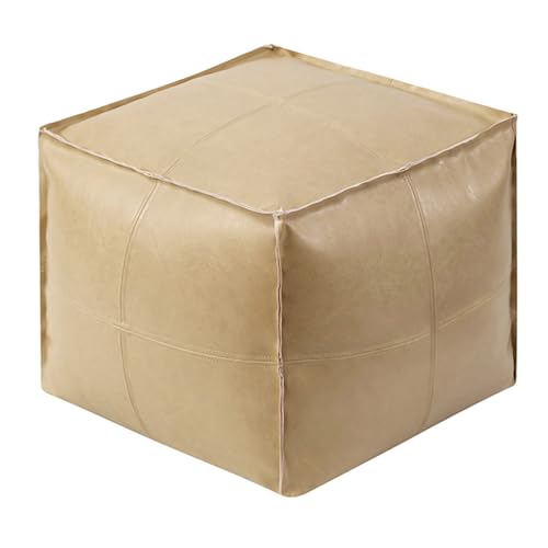 Thdsubb Pouf Hocker Ungefüllter Quadratischer Leder Pouf Ottoman Sitzsack Fußhocker für Wohnzimmer und Schlafzimmer (Champagner) von Thdsubb