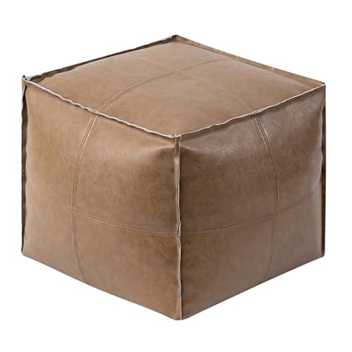 Thdsubb Pouf Hocker Ungefüllter Quadratischer Leder Pouf Ottoman Sitzsack Fußhocker für Wohnzimmer und Schlafzimmer (Taupe) von Thdsubb