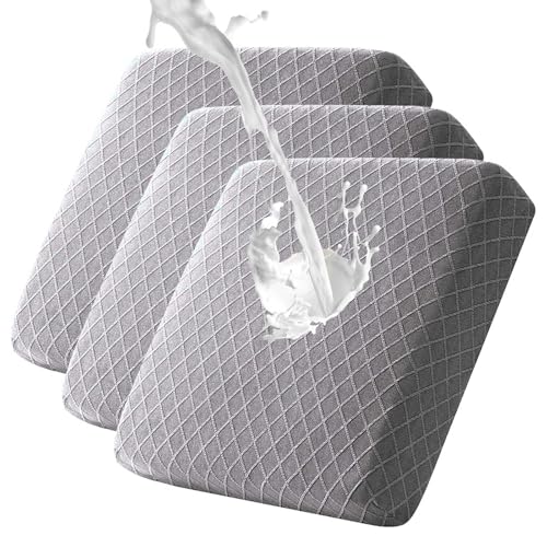 Thdsubb Sofa Sitzkissenbezug Wasserdicht Sofabezug Stretch Couchkissenbezug rutschfest Couchkissen Schonbezüge ür den Innen- und Außenbereich (Grau,3 Stück) von Thdsubb