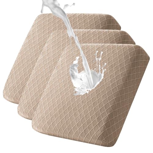 Thdsubb Sofa Sitzkissenbezug Wasserdicht Sofabezug Stretch Couchkissenbezug rutschfest Couchkissen Schonbezüge ür den Innen- und Außenbereich (Khaki,3 Stück) von Thdsubb