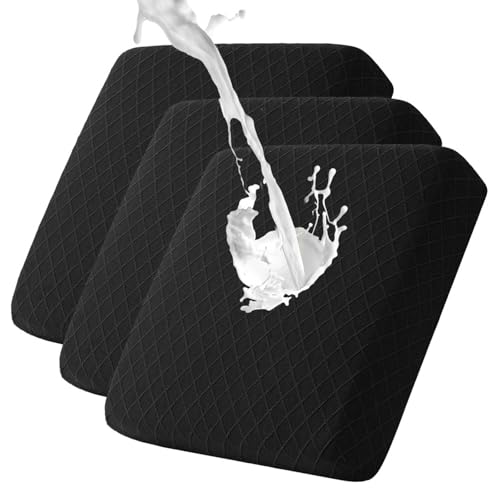 Thdsubb Sofa Sitzkissenbezug Wasserdicht Sofabezug Stretch Couchkissenbezug rutschfest Couchkissen Schonbezüge ür den Innen- und Außenbereich (Schwarz,3 Stück) von Thdsubb