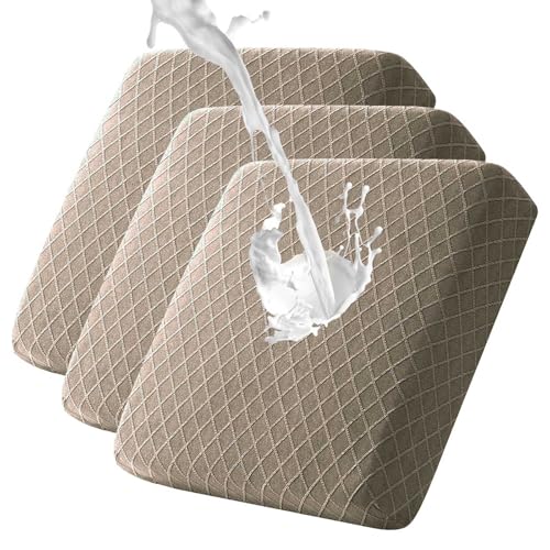 Thdsubb Sofa Sitzkissenbezug Wasserdicht Sofabezug Stretch Couchkissenbezug rutschfest Couchkissen Schonbezüge ür den Innen- und Außenbereich (Taupe,3 Stück) von Thdsubb