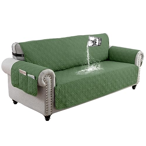 Thdsubb Sofabezüge wasserdichte Sofaüberwurf Schonbezug Für Hunde Antirutsch Sofahusse Mit Gummiband Sofaschoner Möbel Protector (Grün,Großer 2-Sitzer) von Thdsubb