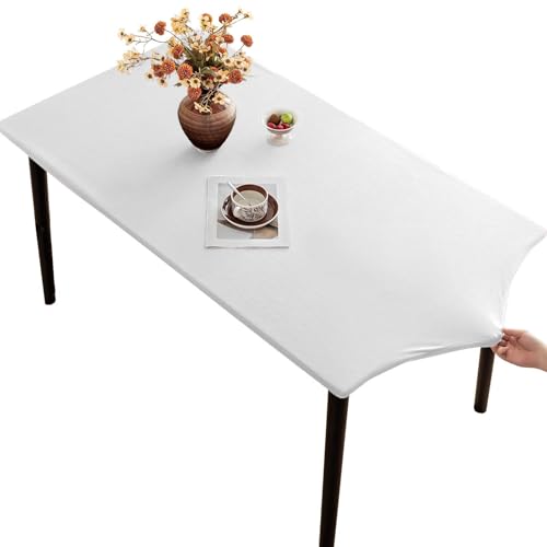 Thdsubb Tischdecke Milchseide Elastisch Tischdecken Wasserabweisend Garten Tischdecken Für Draußen (60x120 cm,Weiß) von Thdsubb