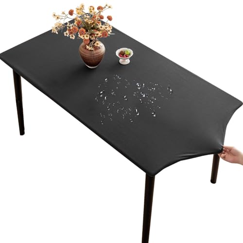 Thdsubb Tischdecke Milchseide Elastisch Tischdecken Wasserabweisend Garten Tischdecken Für Draußen (90x150 cm,Dunkelgrau) von Thdsubb