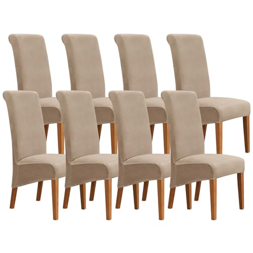 Thdsubb XL Stuhlhussen Velvet Esszimmerstuhl Hussen Stretch Stuhlbezug Universal Stretchhusse Stuhl Schutz Abdeckungen (Kamel,8 Stück) von Thdsubb
