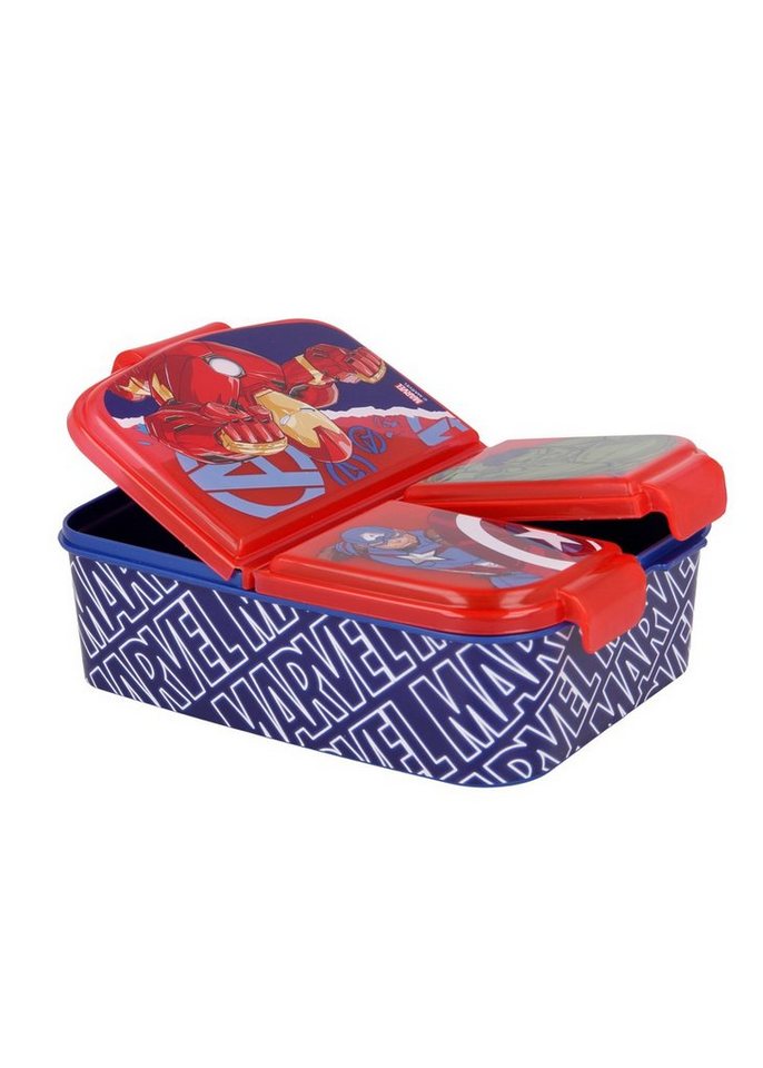 The AVENGERS Lunchbox Captain America Hulk Iron Man Brotdose, Vesperdose mit 3 Fächern BPA-Frei von The AVENGERS