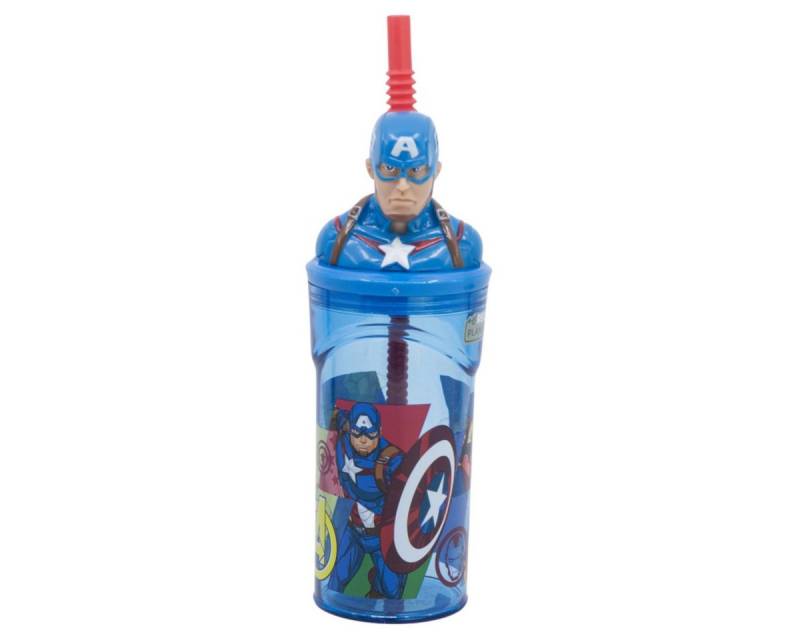 The AVENGERS Trinkflasche Captain America – 3D Kinderbecher & Strohhalm-Tumbler 360 ml von The AVENGERS