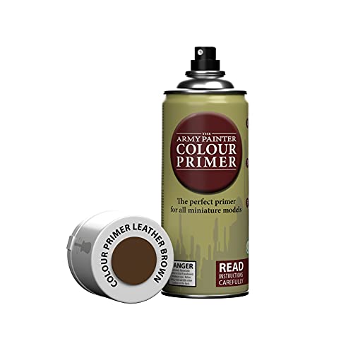 The Army Painter Colour Primer, Leather Brown 400 ml Grundierung Spray, Primer Spray, Acryllack Spray für Fantasy Model Miniaturen Bemalen und Warhammer Figuren von The Army Painter