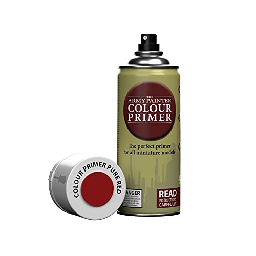 The Army Painter Pure Red Colour Primer, 400 ml Grundierung Spray, Primer Spray, Acryllack Spray für Fantasy Model Miniaturen Bemalen und Warhammer Figuren von The Army Painter