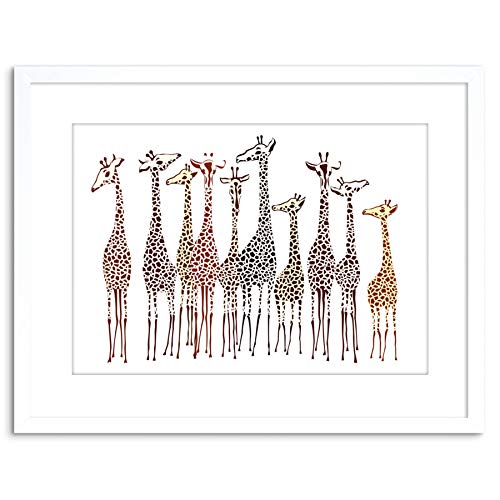 9x7 '' DT GROUP OF GIRAFFES FRAMED ART PRINT PICTURE MOUNT PHOTO F97X289 von Wee Blue Coo
