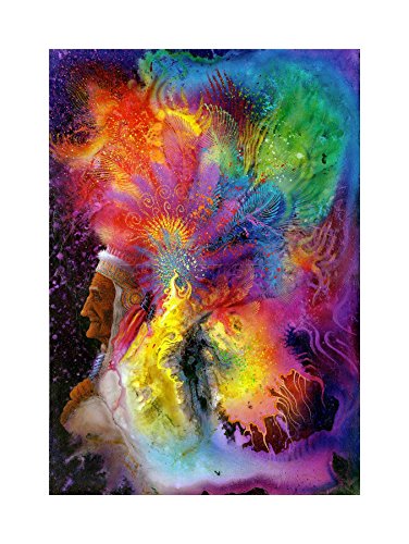 Colorful Indian Headdress Shaman Photo Framed Art Print Picture & Mount F12X243 von The Art Stop