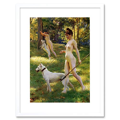 Wee Blue Coo JULIUS LEBLANC STEWART NYMPHS HUNTING 1898 OLD MASTER FRAMED ART PRINT B12X925 von Wee Blue Coo