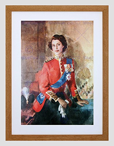 PAINTING PORTRAIT QUEEN ELIZABETH II ENGLAND BLACK FRAMED ART PRINT B12X9755 von Wee Blue Coo