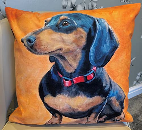 The Beach Stop Dekorativer Kissenbezug für Hunde, Welpen, 45 x 45 cm, Orange Dackel von The Beach Stop