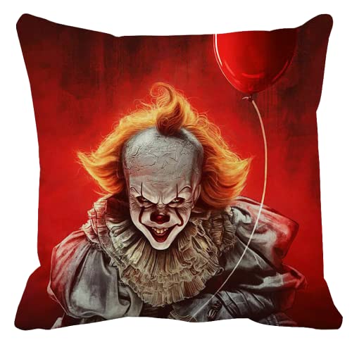 The Beach Stop Horrorfilm Pennywise Scary Clown Scatter Kissenbezug | einzigartige Heimdekoration Inspo Geschenkidee | 45 x 45 cm | Pennywise Red von The Beach Stop