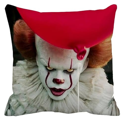 The Beach Stop Horrorfilm Pennywise Scary Scatter Kissenbezug, einzigartige Heimdekoration, Geschenkidee, 45 x 45 cm, Pennywise Clown von The Beach Stop