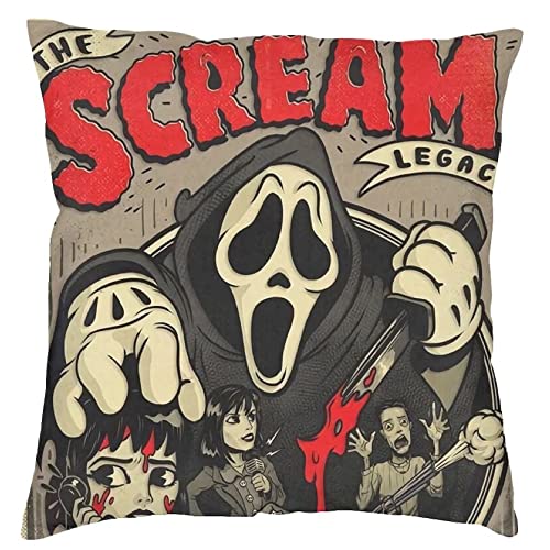The Beach Stop Ghostface Scream Gruseliger Horrorfilm Kissenbezug | Einzigartige Wohnkultur Inspo Geschenkidee | 45 x 45 cm | The Scream Legacy von The Beach Stop
