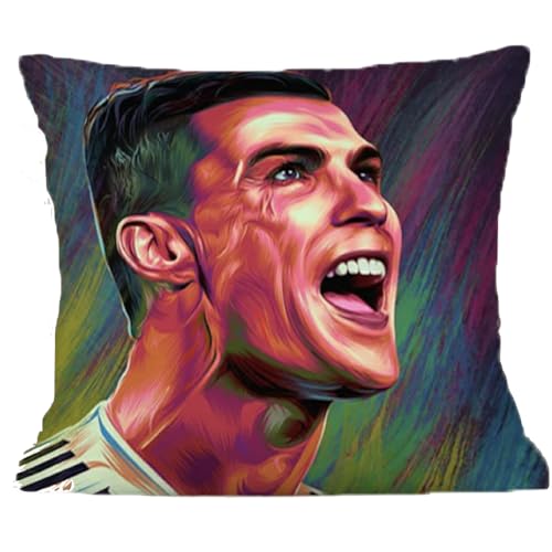 The Beach Stop Sports Hero Cristiano Ronaldo Kissenbezug | Geschenkidee für Männer Frauen Jungen & Mädchen | 45x45cm 18x18 | Ronaldo Portrait von The Beach Stop