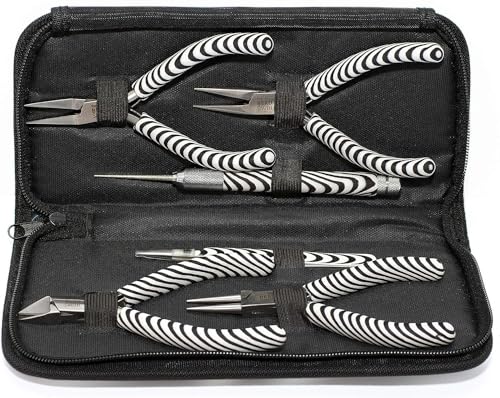 The Beadsmith 6-teiliges Zebra-Werkzeugset zur Schmuckherstellung mit Zange und Pinzette von The Beadsmith