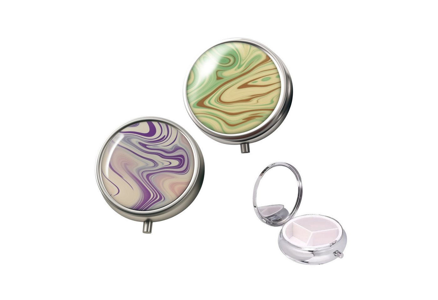 The Beauty House Pillendose Elegante Pillendose mit Marmor-Design, Runde Medikamentenbox aus Metall mit Spiegel & 3-Fach-Einteilung The Beauty House Pillendose Elegante Pillendose mit Marmor-Design, Runde Medikamentenbox aus Metall mit Spiegel & 3-Fach-Einteilung von The Beauty House