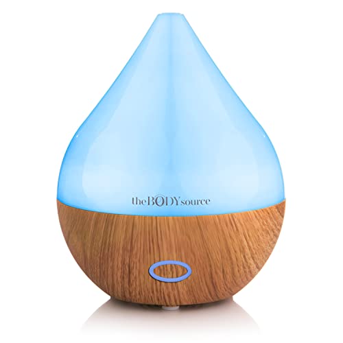 The Body Source 165ml Ultraschall Aroma Diffuser - Luftbefeuchter mit 7 Farben LED Licht - Elektrische Duftlampe für ätherische Öle - Aromatherapie für Zuhause, Büro, Spa von The Body Source