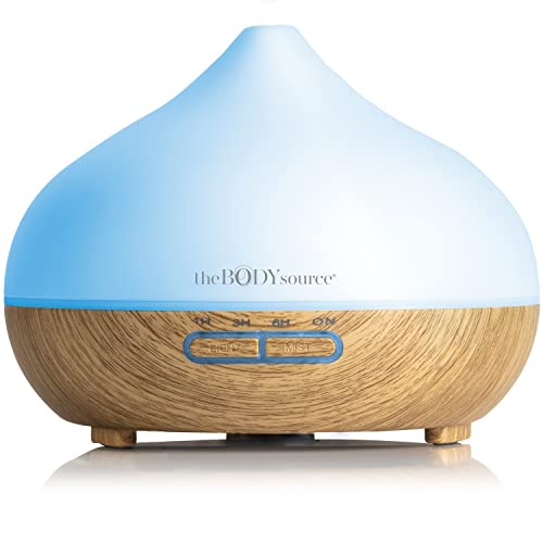 The Body Source 300ml Ultraschall Aroma Diffuser - Luftbefeuchter mit 7 Farben LED Licht und Timer - Elektrische Duftlampe für ätherische Öle - Aromatherapie für Zuhause, Büro, Spa von The Body Source