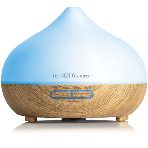 The Body Source 300ml Ultraschall Aroma Diffuser - Luftbefeuchter mit 7 Farben LED Licht und Timer - Elektrische Duftlampe für ätherische Öle - Aromatherapie für Zuhause, Büro, Spa von The Body Source