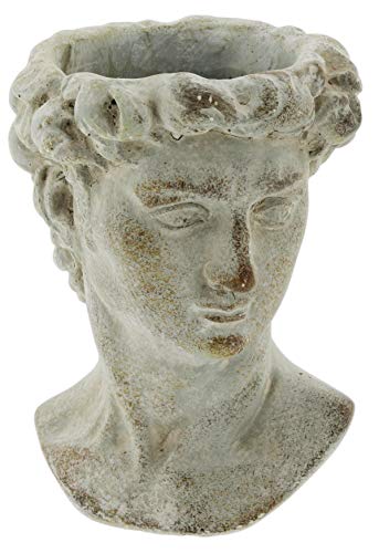 The Bridge Collection Antiker Stil alte Welt griechische Statue Kopf Zement Gesicht Pflanztopf Topf von The Bridge Collection